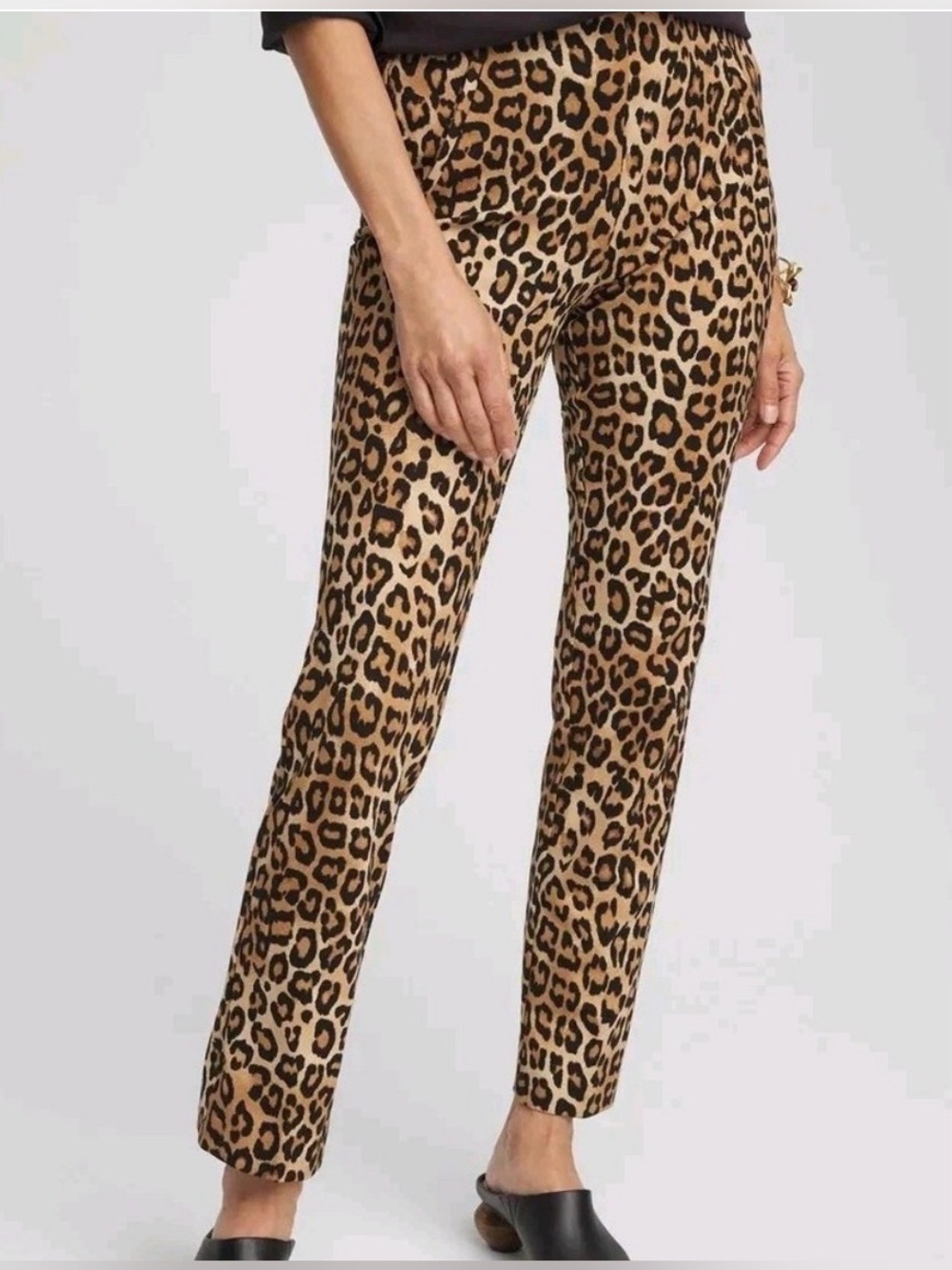 Chico’s Juliet Pull-On Leopard Print Elastic Waist Ankle Pants Sz 12